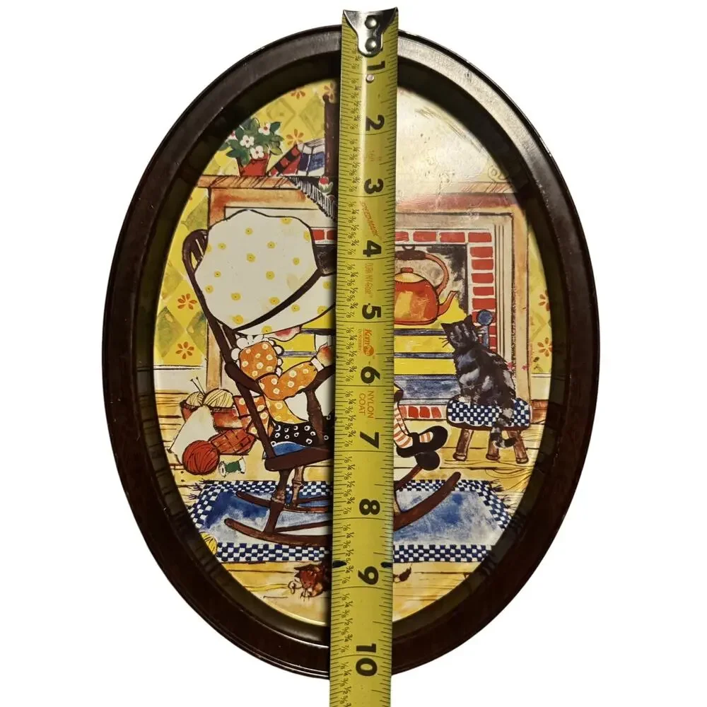 Vintage Holly Hobbie Metal Tray – Oval Wall Art – Farmhouse Country Style
